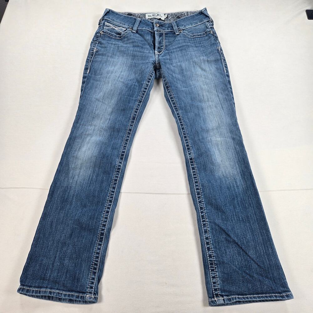 Ariat R.E.A.L Mid Rise Stretch Icon Stackable Straight Leg Jean Ocean Size 30S